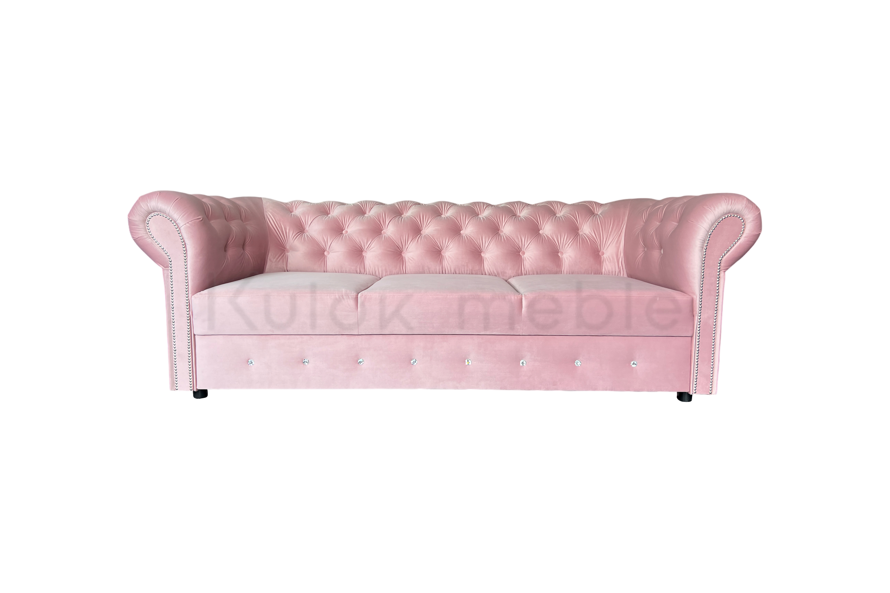 Różowa sofa chesterfield do pokoju dziewczynki